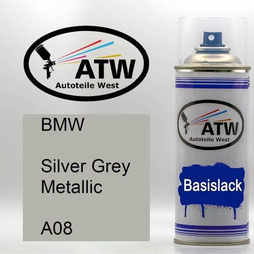 BMW, Silver Grey Metallic, A08: 400ml Sprühdose, von ATW Autoteile West.